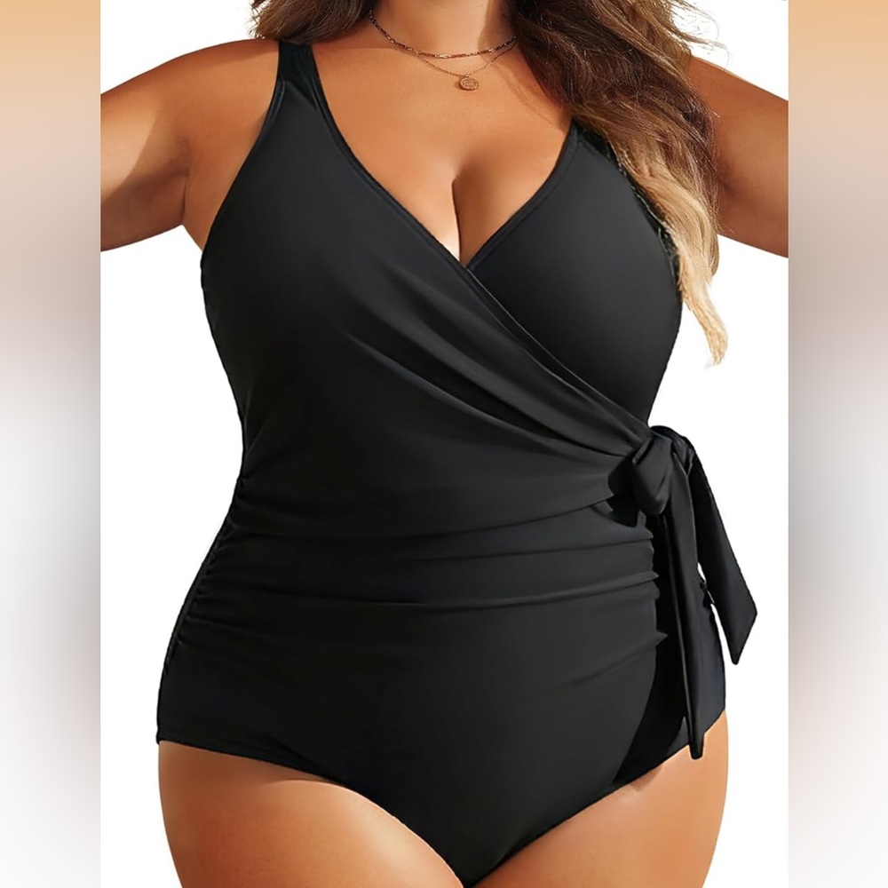 ⭐️4 for $40 ⭐️ Black Womens Wrap front One Piece Swimsuit